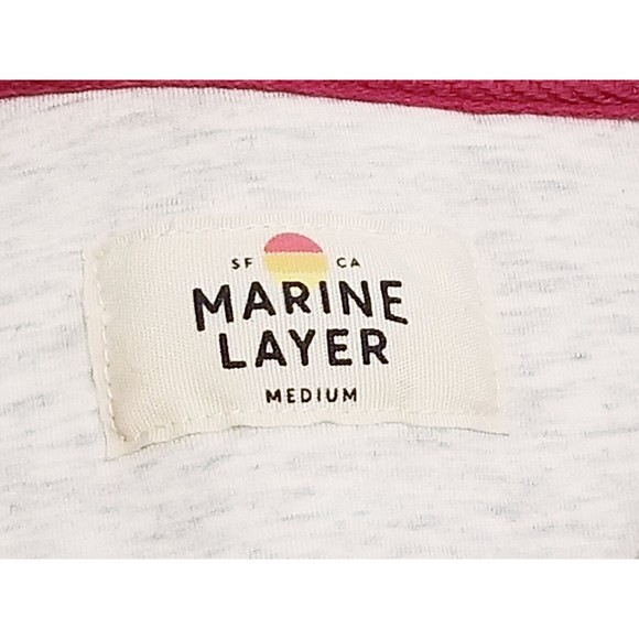 Marine Layer Sherpa Fleece Women's Size Medium Ivory Red Trim 1/4 Zip Pullover - Picture 4 of 5
